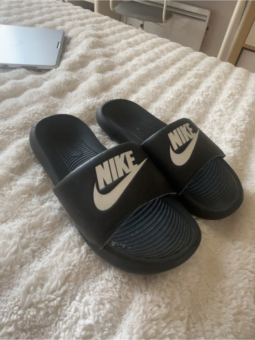 Nike Black Slide Sandals with White Logo